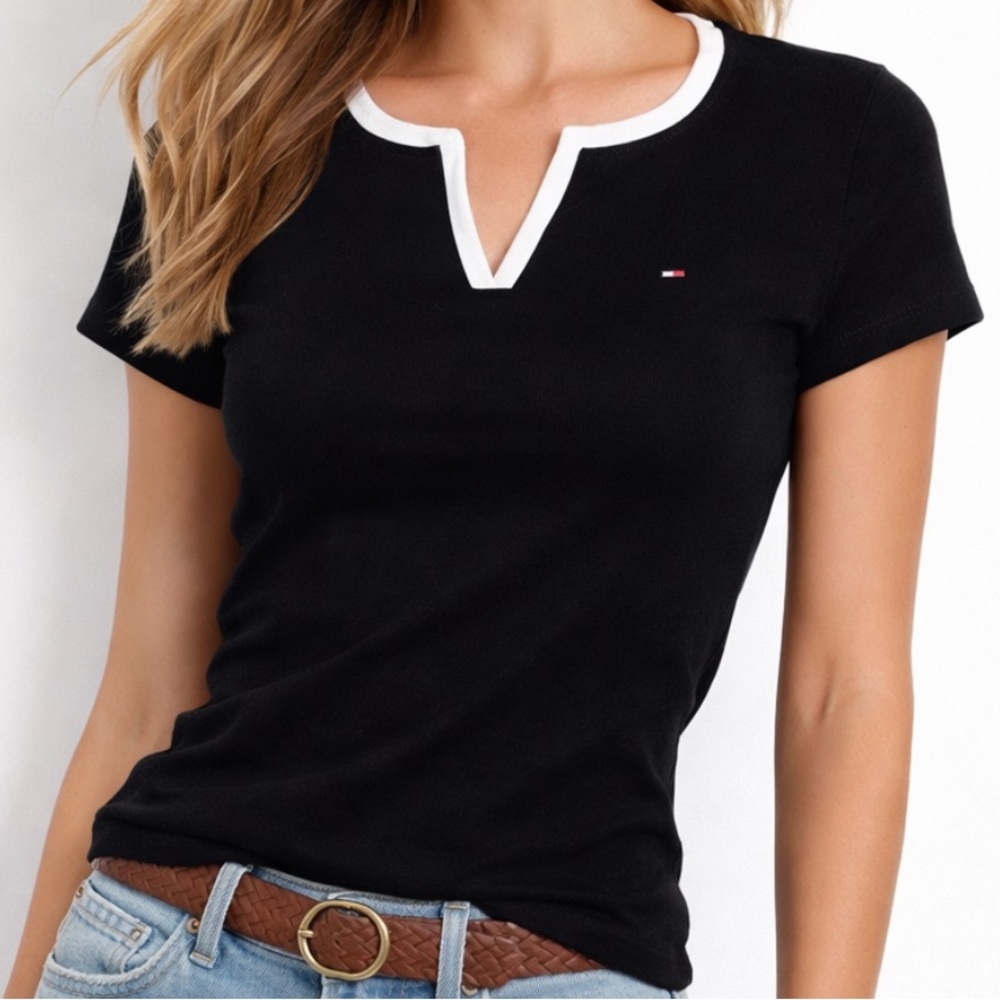 Tommy Hilfiger - Black Contract Trim T-Shirt